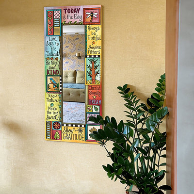 Rectangle Faux leather Wall Mirror