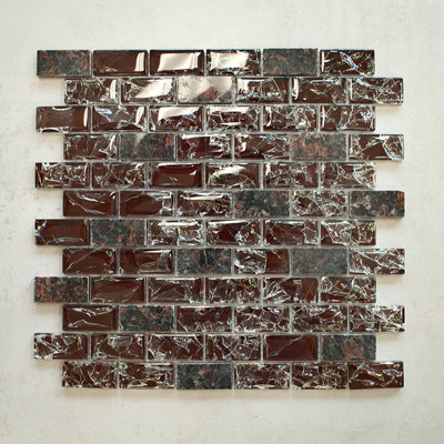 Crackle 1" x 2" Brick Joint Marble Look Mosaic Wall Tile