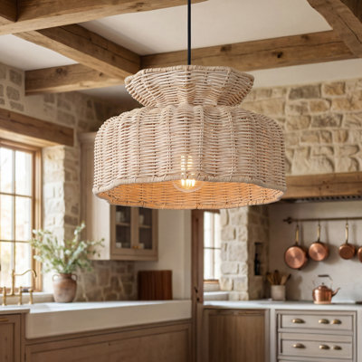 11-Inch 1-Light Pendant Light Rattan 