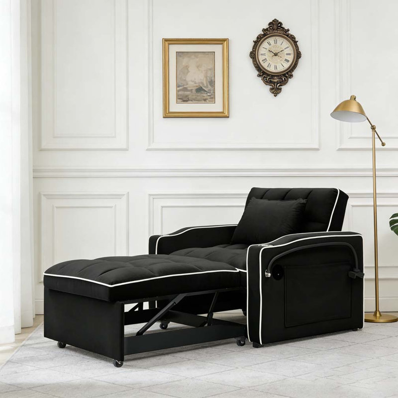 1 canapé-lit pliable polyvalent en 3 longueurs, Noir