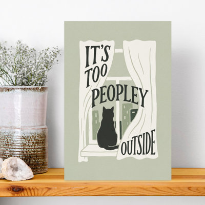 Too Peopley Cat Window Abstract Contemporary Cat City Architecture Wall Art Print 1 Piece Wrapped Canvas Wall Art