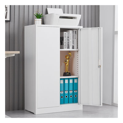 Armoire de rangement pliante en acier blanc avec serrure et tablettes réglables, classeur verrouillable pour bureau à domicile