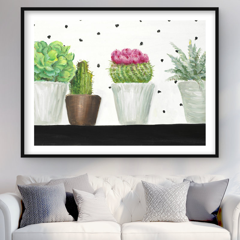 «Mini Cactus and Succulents - Exotic Botanical», reproduction encadrée