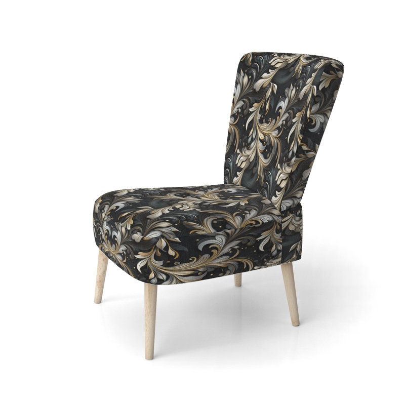Chaise d'appoint rembourrée moderne Deep Black Silver Elegance I