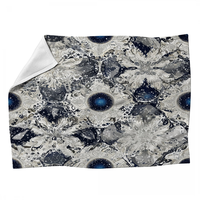 Jeté en molleton Ornate, Bleu, Abstrait, L 80 po x l 60 po
