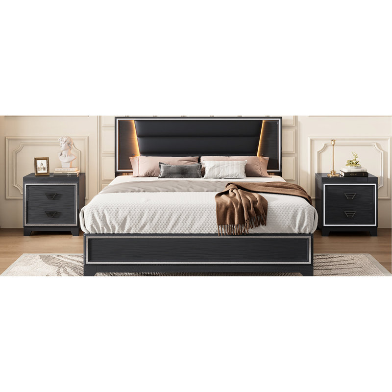 Lit pour grand lit tapissier noir Pu