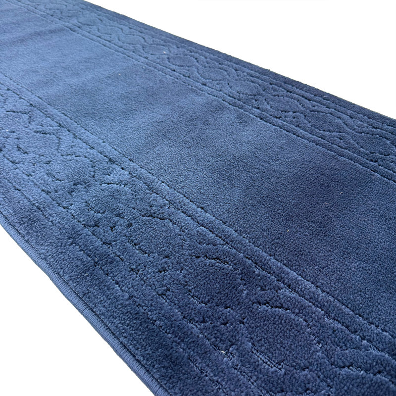 Custom Size Anti-Slip Soft Pile Chain Navy Runner Rug, Runner 2'2" x 6'