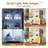 3-Tier Cat Litter Box Enclosure with Storage Cabinet, Hidden Cat Washroom Furniture with Fluted Acrylic Doors & Climbing Platforms, Indoor Pet House & Cat Tree Combo for Food, White