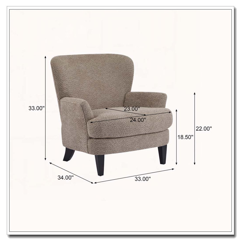 Fauteuil club rembourré Boucle, Marron clair