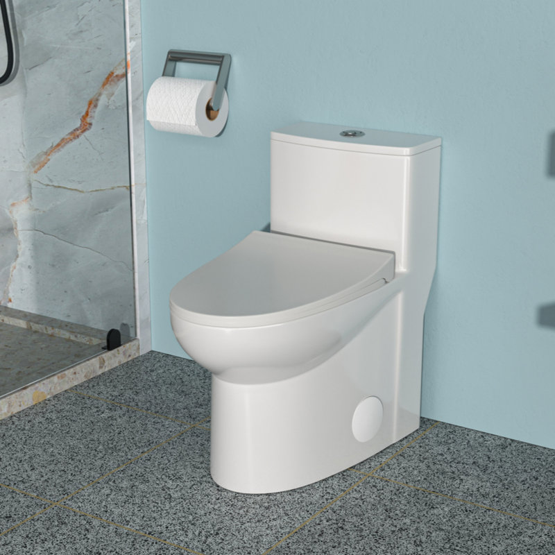 Toilette en céramique une pièce, double chasse avec siège à fermeture en douceur