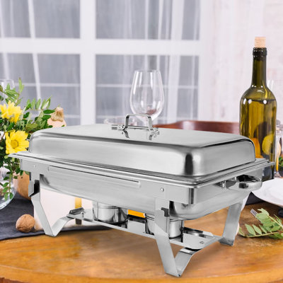 2 Pack Chafing Dish Quart Stainless Steel Chafer Full Size Rectangular Chafers – Buffet Food Warmers for Parties, Events & Weddings