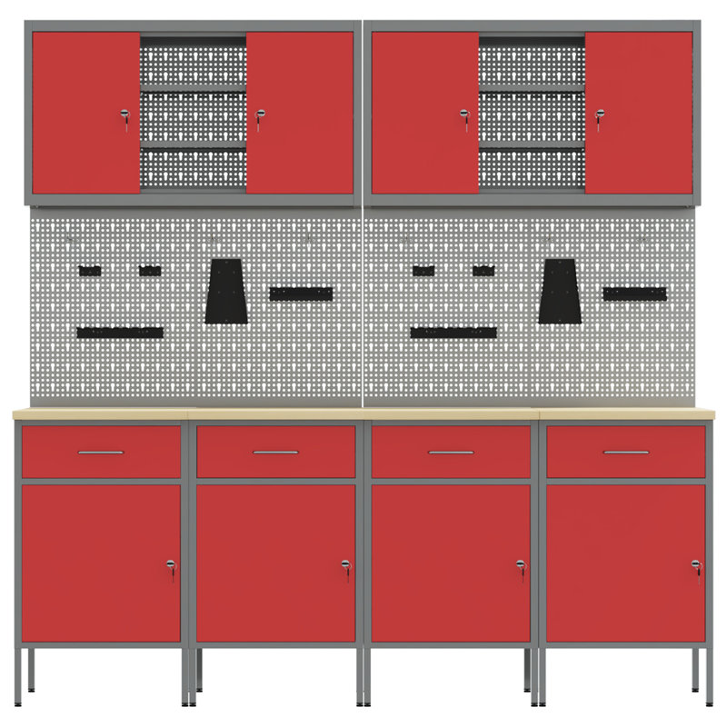 Work Cabinet with Drawer, Red