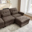 Canapé 3 places avec 2 poufs, accoudoirs arrondis et coussins de soutien lombaire, assise profonde et confortable pour le salon-164982932