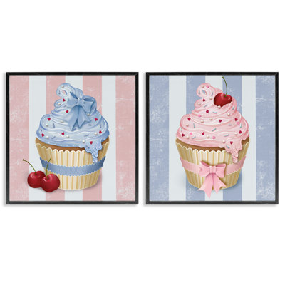 Ensemble de 2 giclées encadrées roses et bleues, par Lori Mosley