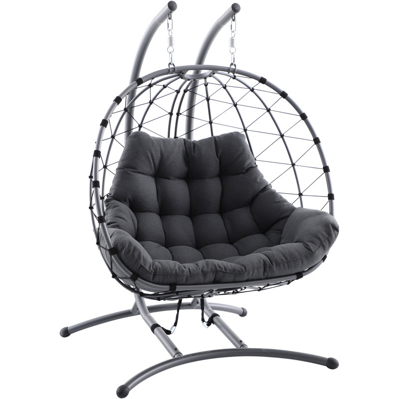 Lyon Anthracite Outdoor Double Hanging Chair, Anthracite Grey, Double