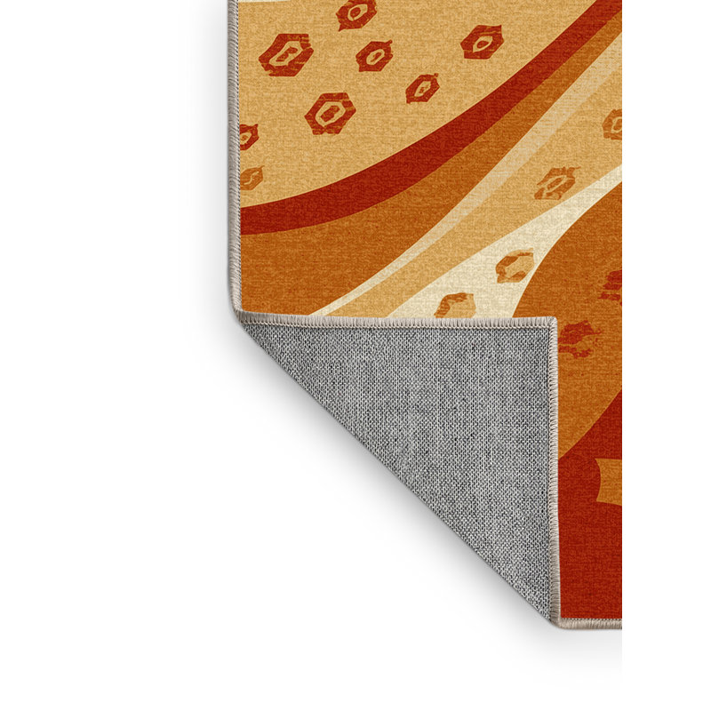Machine Washable Wilkerson Charcuterie Board Eclectic Abstract Rug in Brown – Beige Binding, 8x10