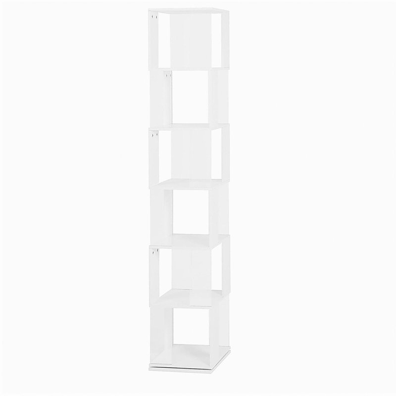 Bibliothèque rotative 6 couches, bibliothèque sur pied simple, bibliothèque créative multifonctionnelle en acrylique, Blanc