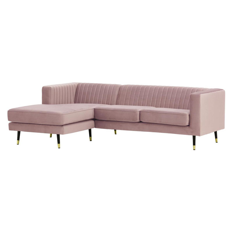 Monaville 4 Seater Velvet Sofa & Chaise, Left Hand Facing, Purple