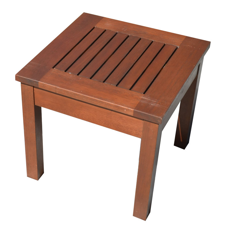 Square Eucalyptus Solid Wood Outdoor Side Table - 40 cm W 40 cm D, Dark Brown