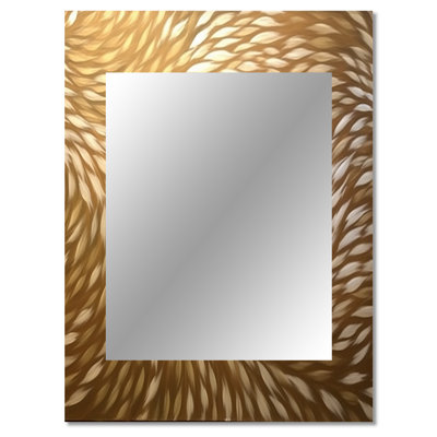 Delicate Modern Golden Wave Pattern - Abstract Shapes Large Mirror, Modern Decorative Wall Mirror, Printed Metal Art