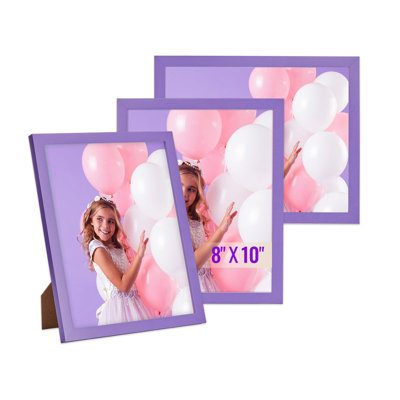 8X10 Picture Frames 3 Set,Hanging Purple Frames With Mat For Gallery Wall Decor, Horizontal/Vertical Tabletop Photo Frame