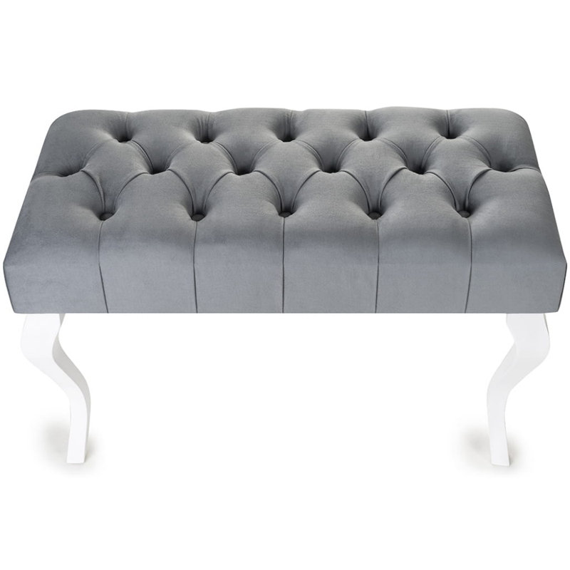 100% Polyester Upholstered Bench, Grey/White, H40 x W100 x D30cm