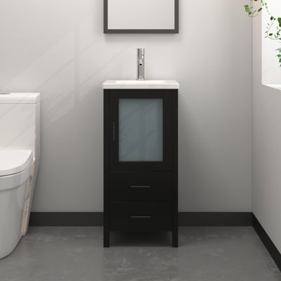 Meuble-lavabo simple 16 po avec plateau en céramique 16 po