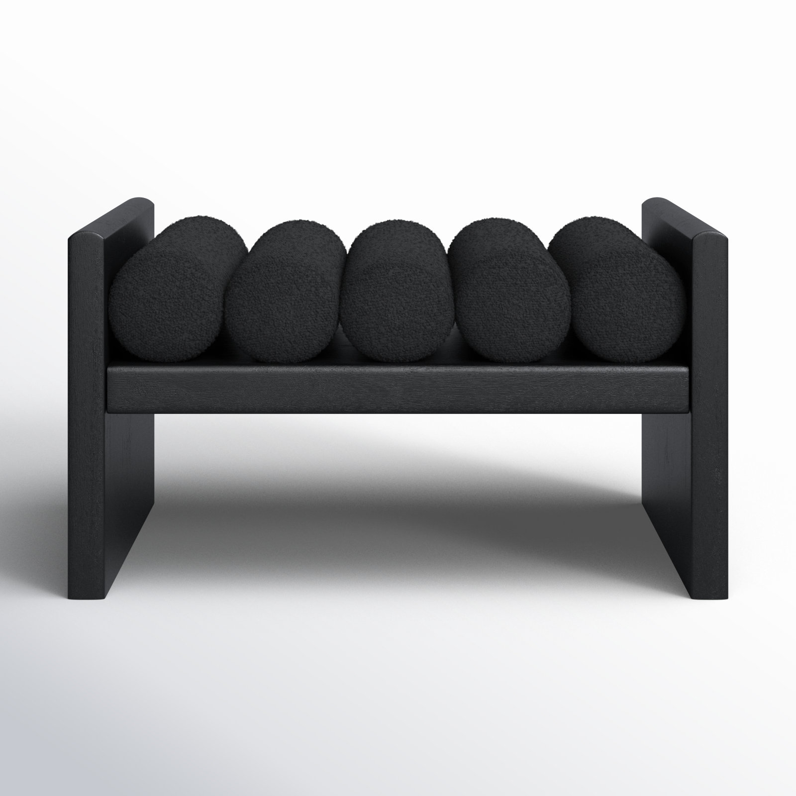 Reeves Boucle Wood Bench, Black Boucle Fabric / Black Finish, 18" H x 32" W x 19" D