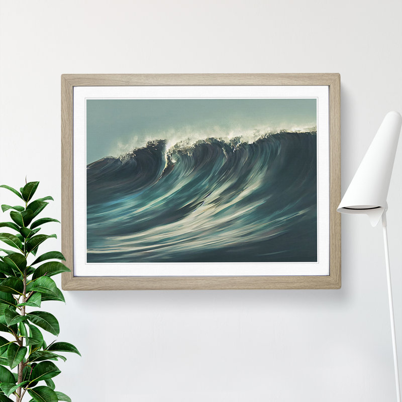 Intense Ocean Wave - Framed Print, 46cm H x 64cm W x 2cm D, Oak Framed