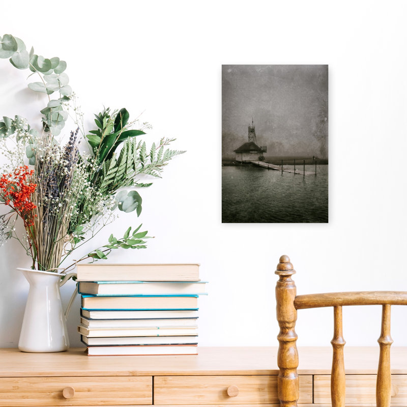 Leuty Avenue Lifesaving Station Old Film No 1 Peaceful Tranquil Abstract Architecture Beach Wall Art Print 1 Piece Wrapped Canvas Wall Art