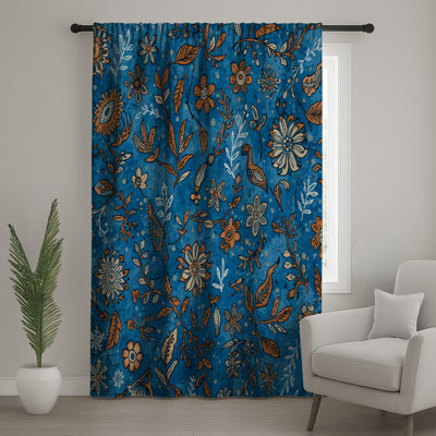 Rideaux à motif floral et à motif floral - 1 panneau