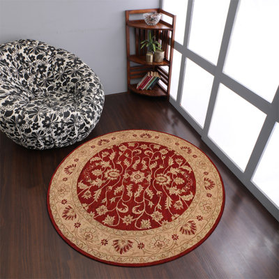 Hinnenkamp Hand Tufted Wool Eco-Friendly Area Rugs - Rectangle, Red Gold Color, Oriental Design, High Pile Thick Handmade Anti Skid Area Rugs for Living Room, Bed Room