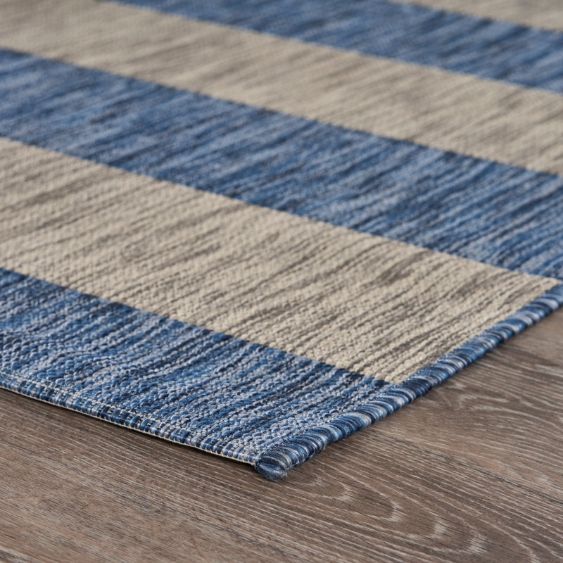 Haylee Striped Zero-Pile Flatweave Indoor/Outdoor Durable Area Rug, Rectangle 5' x 7'