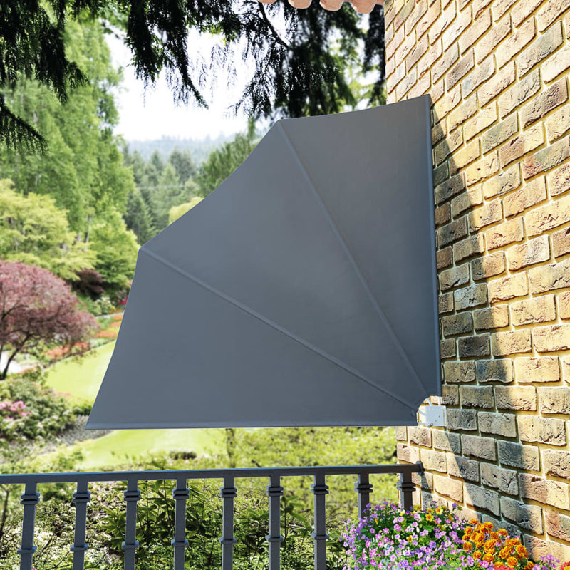 Dakota Fields 140cm W x 140cm D Polyester Cover Retractable, Grey/Brown/Blue