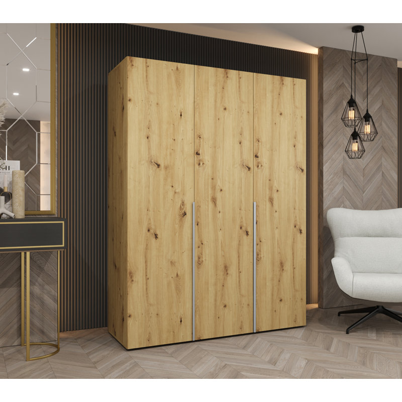 Manufactured Wood Wardrobe, artisan oak + handles: cashmere