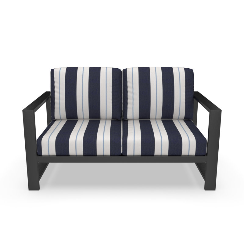 Oltjana Outdoor Patio Loveseat With Sunbrella® Cushions, Relate Harbor