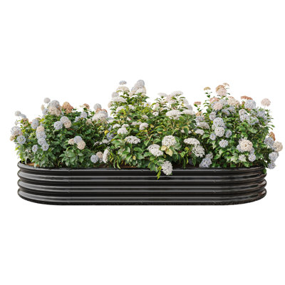 Raised Garden Bed Outdoor, Oval Large Metal Raised Planter Bed For For Plants, Vegetables, And Flowers - Black
