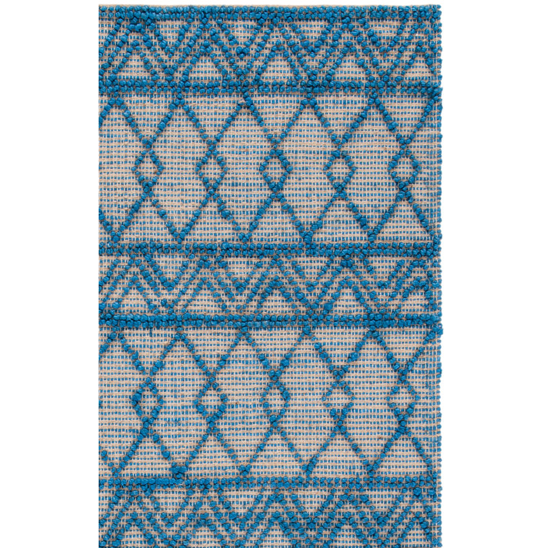 Annmari Natural Fibre Flat Weave Jute/Cotton Geometric Rug in Beige/Blue, Rectangle 3' x 5'