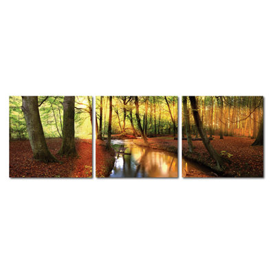 Ensemble de 3 reproductions de photo sur toile tendue encadrée baxton studio forest oasis