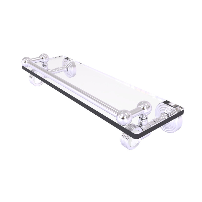 Tablette à support en verre avec barre à serviettes Jarrell, Chrome satiné, H 3,5 po x l 16 po x P 5,5 po