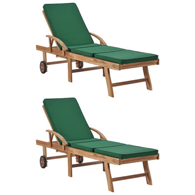1/2x Solid Wood Teak Sun Lounger with Cushion Garden Seat Multi Colors by Latitude Run