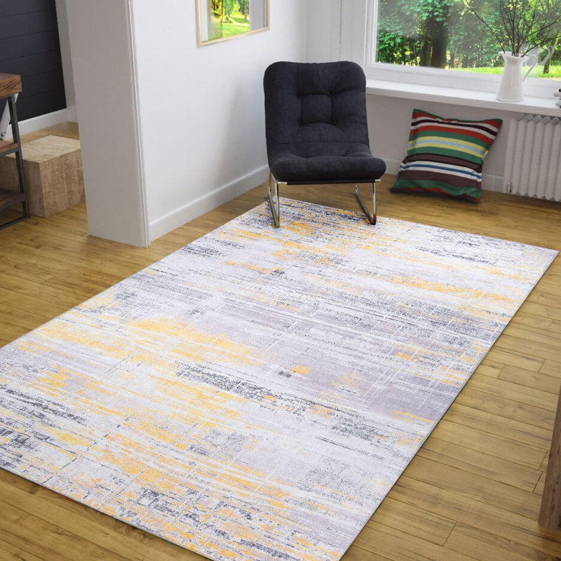 Premium Machine Washable Carpet, 4.6 x 6.2 Feet, 100% Polyester, 1850 g/m² | Pile Height: 0.2 Inches | Eco-Friendly Recycled Poly Cotton Underside | Perfect for Living Room, Bedroom, and High-Traffic Areas