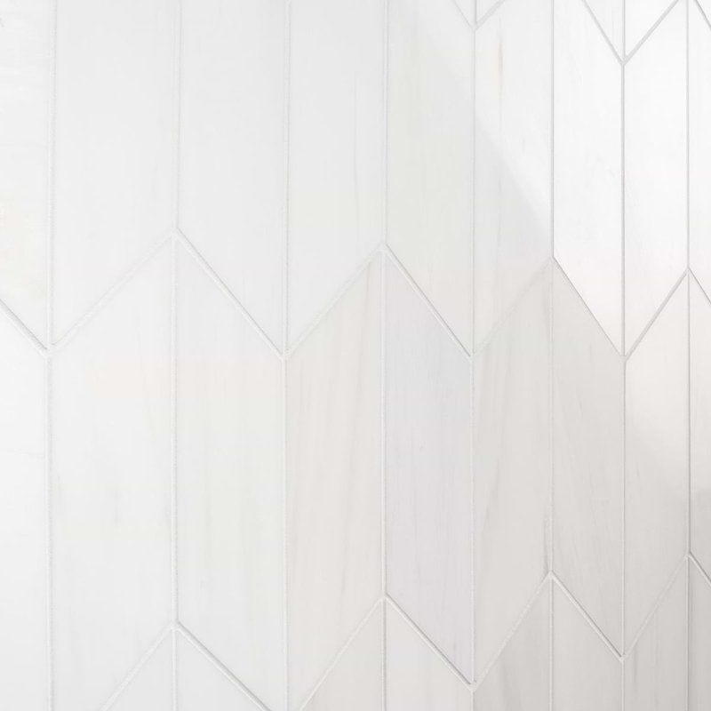 Bianco Dolomite 3x12 Chevron Polished Marble Tile