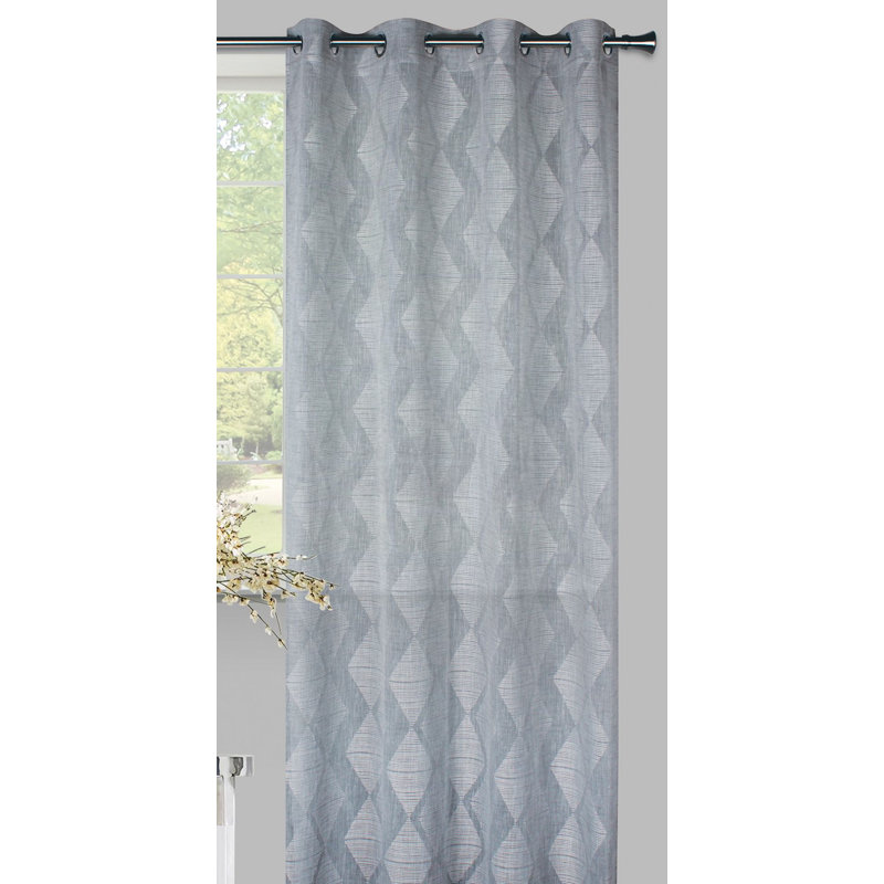 Tulane Eyelet Semi Sheer Single Curtain, Grey
