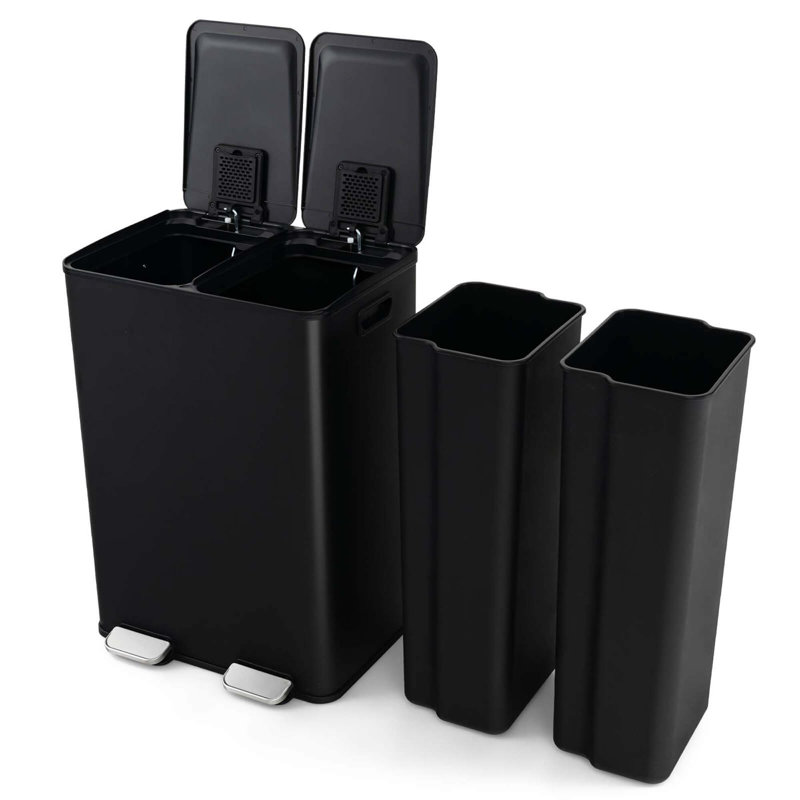 Poubelle à pédale 16 gallons, Noir