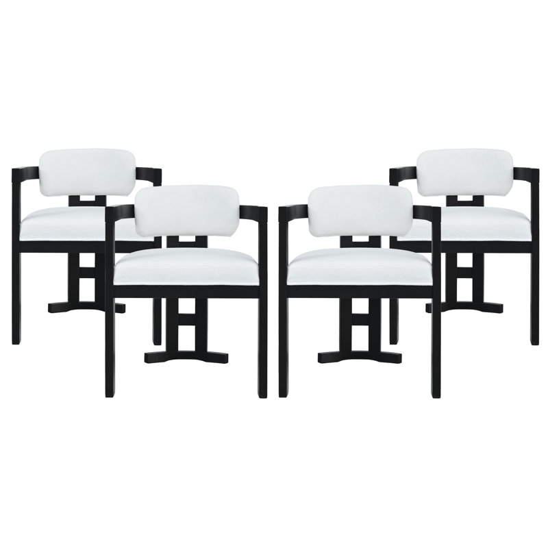 Chuang Upholstered Wood Dining Chairs, Black/White, 4