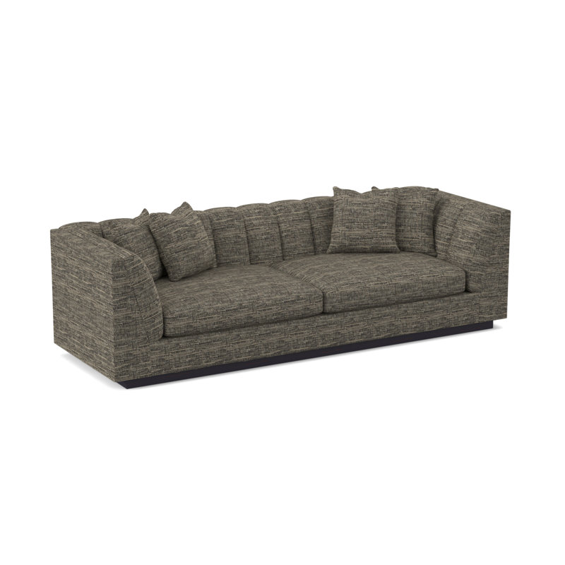 Dapper Sofa, Filigree Ivory 100% Polyester, American Walnut