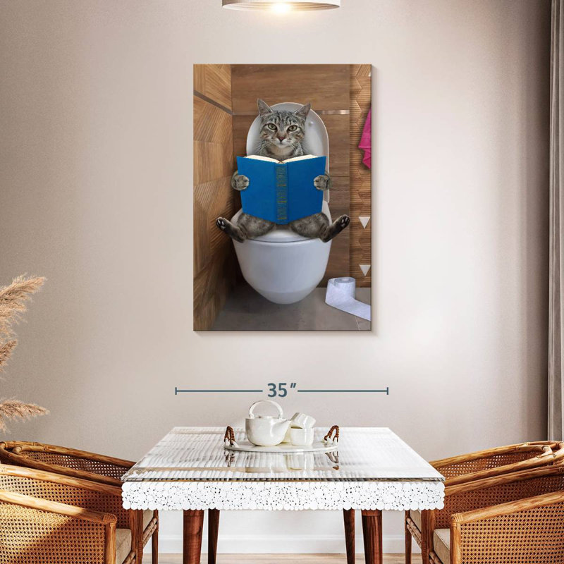 Ketti Tabby Cat Toilet Time, 45" H x 30" W