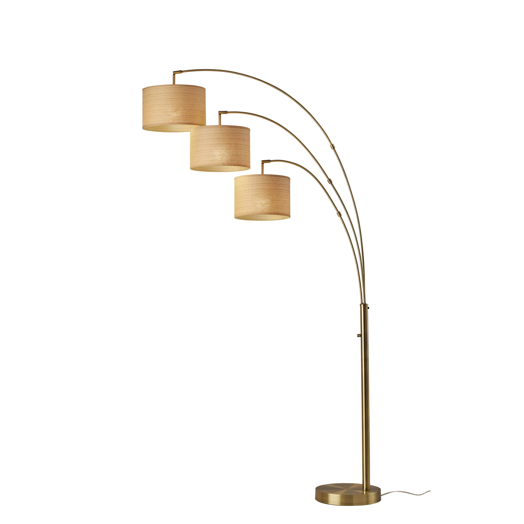 Felice 74'' Floor Lamp, Natural/Beige, Antique Brass
