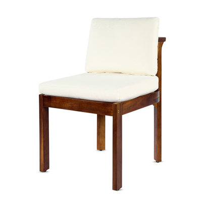 Chaise de salle à manger d'extérieur en bois d'acacia (ensemble de 4), bois et coussins